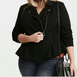 Torrid Black Peplum Moto Front Zip Jacket